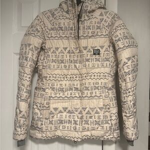 Billabong Cream and Black Patterned Outerwear women’s XS